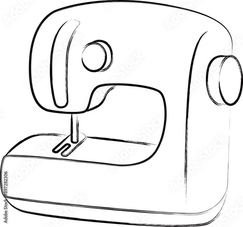 筆書き裁縫道具単品アイコン　ミシン
