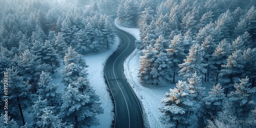 Wallpaper Mural Winding Road Through a Snowy Winter Wonderland Torontodigital.ca