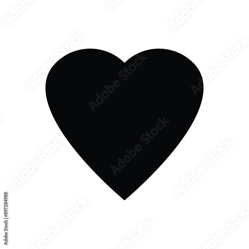 Black Heart icon. Isolated over white background. Love symbol.