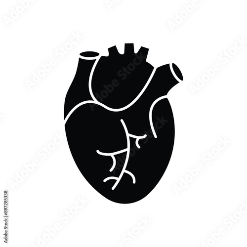 Heart flat line icon. Vector thin pictogram of human internal organ, outline illustration for cardiology clinic.