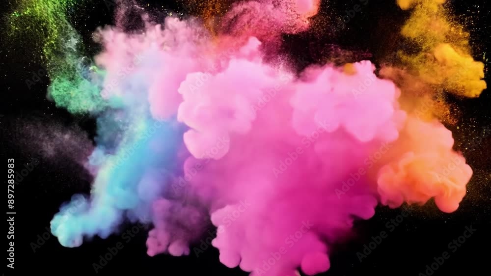 Explosion of colored powder on black background video Explosion of colored powder on black background video