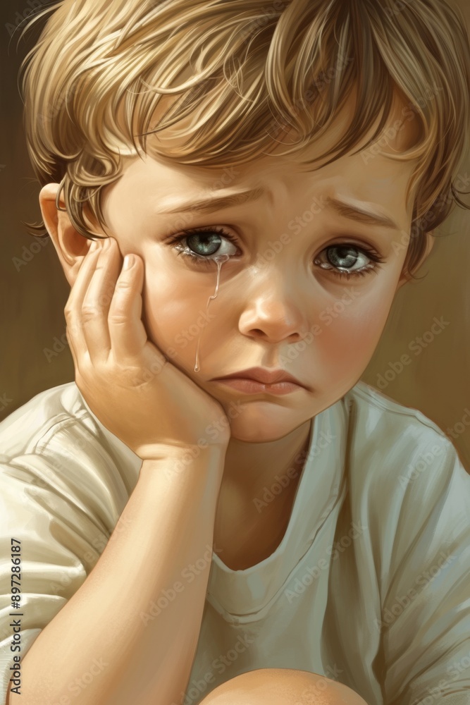 A teenage boy is crying from resentment and mental disorder. Emotional portrait of a man with tears on his face. A teenage boy is crying from resentment and mental disorder. Emotional portrait of a man with tears on his face.