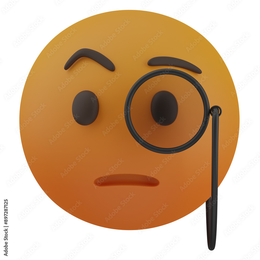 Fototapeta premium 3d render Face with Monocle illustration