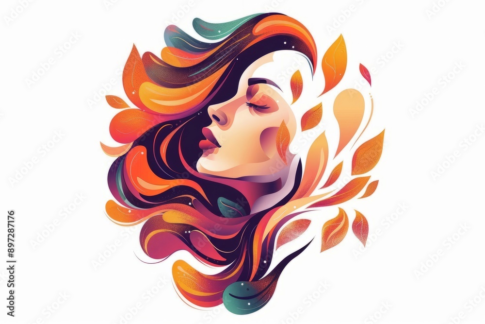 Abstract female face with autumn leaves Abstract female face with autumn leaves