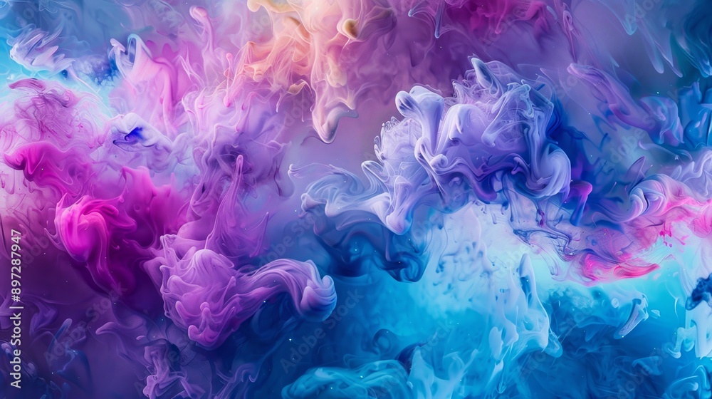 Colorful smoke shapes created by mixing acrylic paint in an abstract background Colorful smoke shapes created by mixing acrylic paint in an abstract background