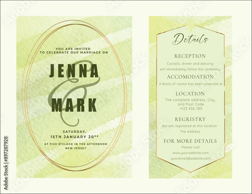 wedding invitation card set of invite watercolor beautiful pastel template