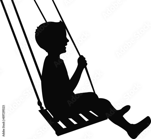 a boy swinging body silhouette vector