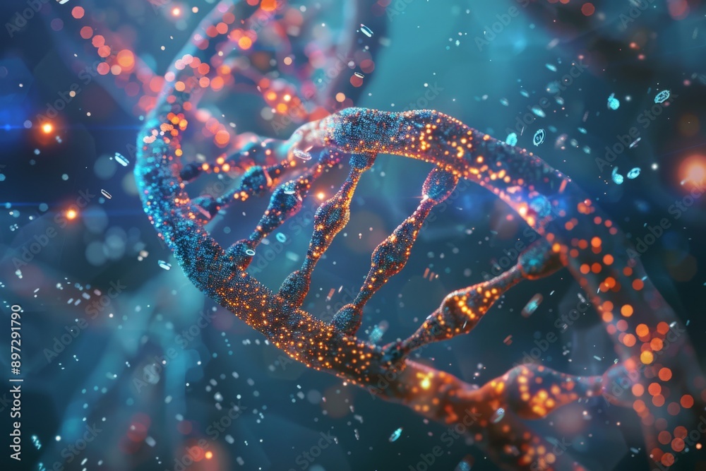 DNA molecule structure, 3D rendering. DNA molecule structure, 3D rendering.