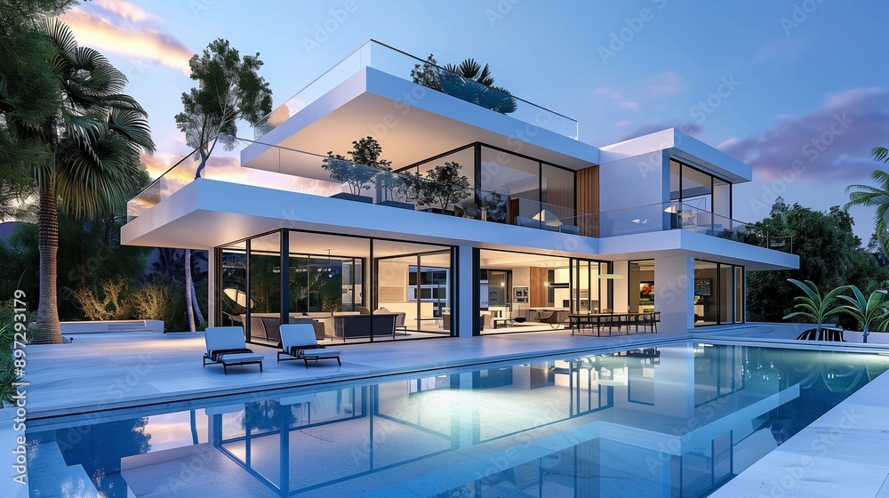 Fototapeta premium Modern house with pool.