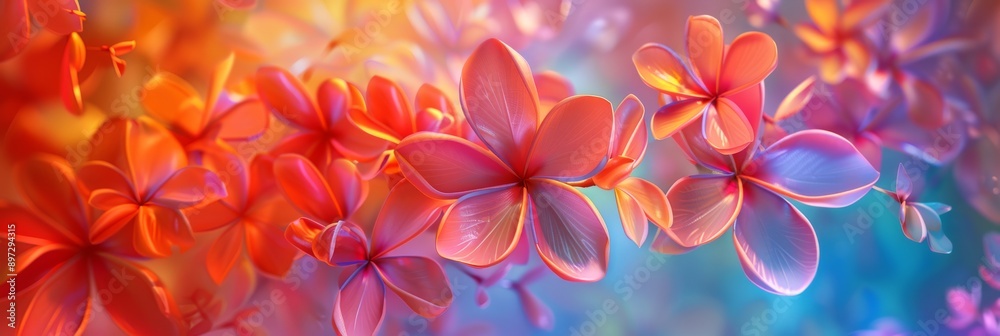 Fototapeta premium Beautiful flowers with rich colors of orange, pink, and purple, in stunning light, creating a captivating sight