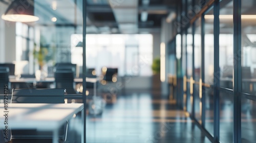 Abstract blurred office interior room. blurry working space with defocused effect. use for background or backdrop in business concept.