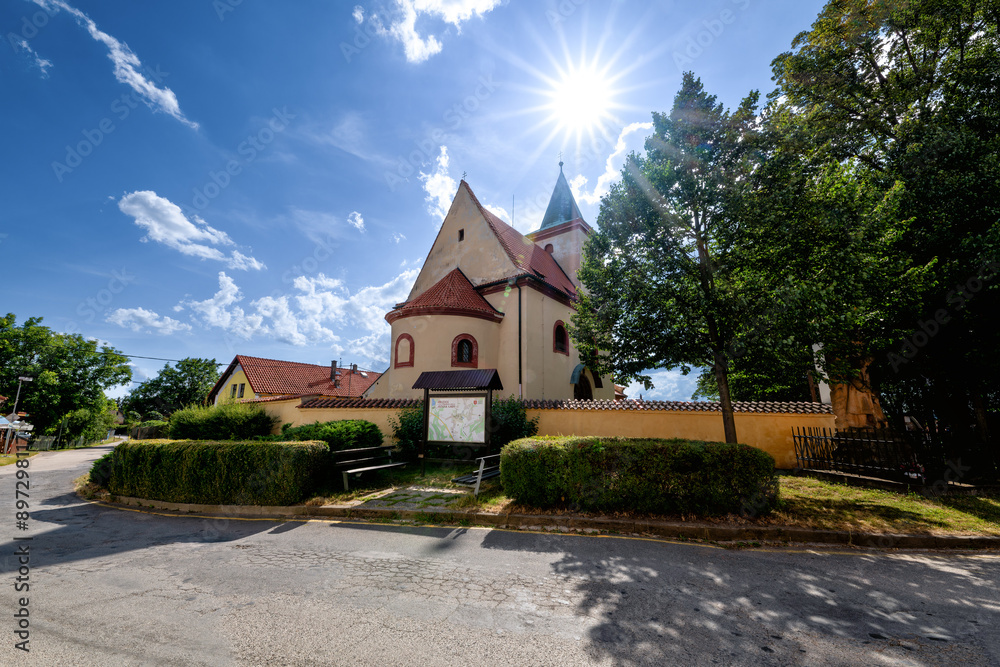 Church of St. Wenceslas - Hrusice (Czech Republic) - The originally Romanesque church was later rebuilt in Baroque style, but the remarkable Romanesque portal has been preserved.