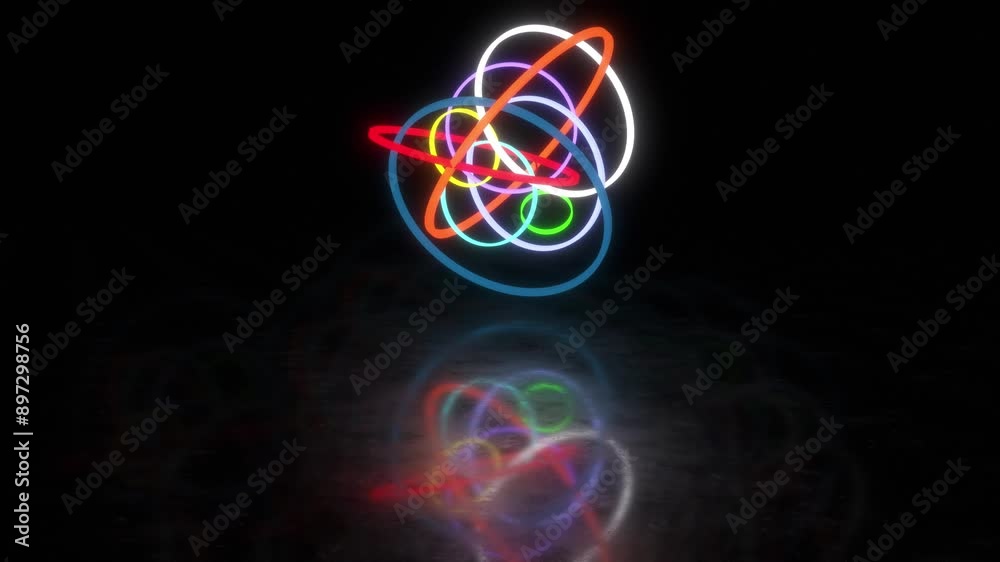 3D Glowing Spiral Shapes on a Reflective Floor. Glowing 3D Shapes ...