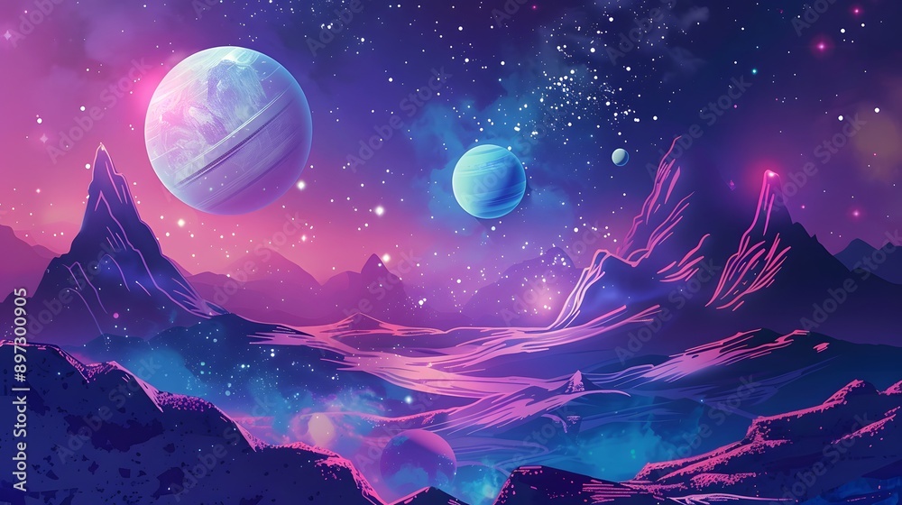 Full moon casts ethereal glow on dark ocean, stars twinkling in vast night sky Full moon casts ethereal glow on dark ocean, stars twinkling in vast night sky
