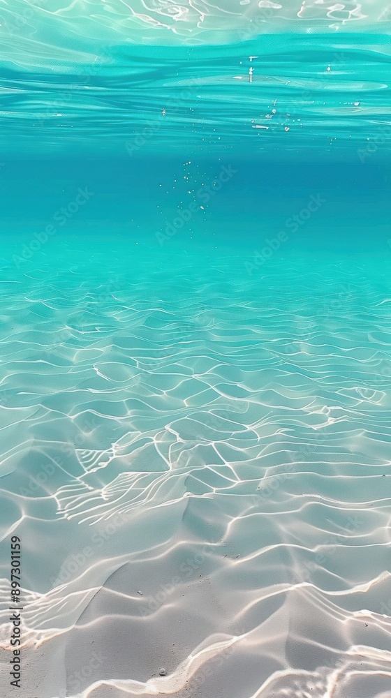 Fototapeta premium Mesmerizing turquoise underwater view with light rays