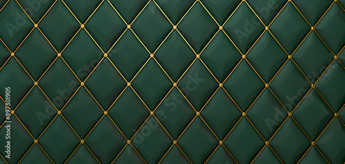 Argyle vector pattern. Dark green with thin slim golden dotted line. Seamless vivid geometric background for fabric, textile, men clothing, wrapping paper. Backdrop Little Gentleman party invite card photo