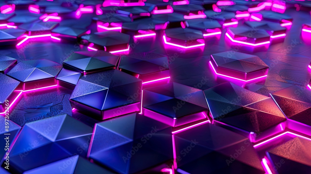 Abstract Geometric Background With Neon Lights. Abstract Geometric Background With Neon Lights.