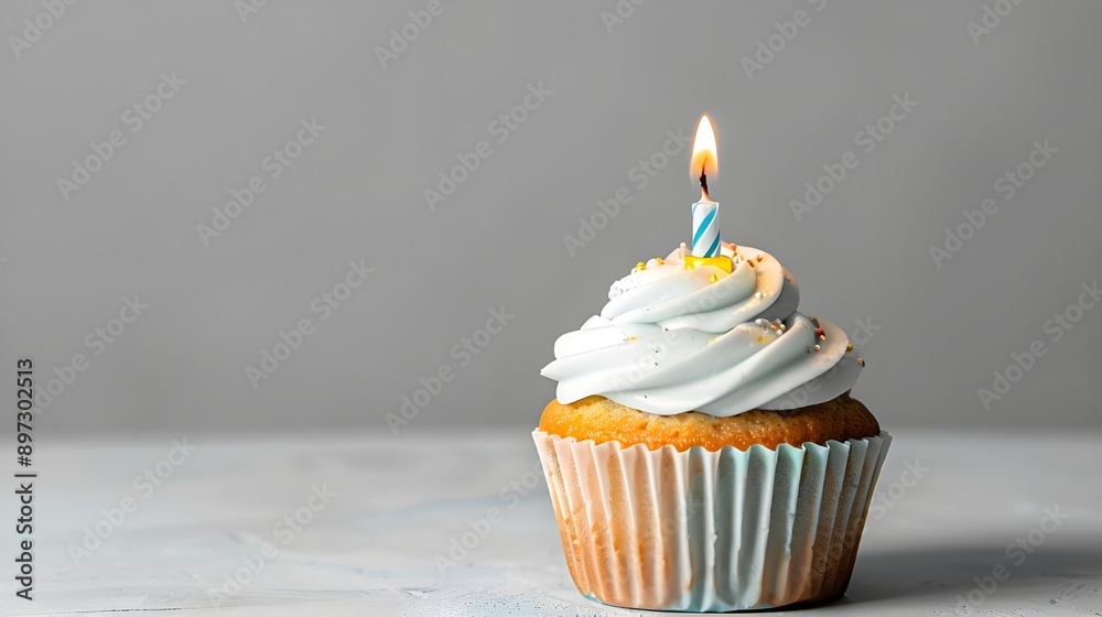 Cupcakes with Candles on White Background. Cupcakes with Candles on White Background.