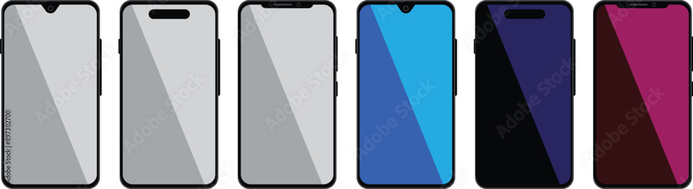 Realistic mobile phones mockup with transparent screen.eps10 Realistic mobile phones mockup with transparent screen.eps10