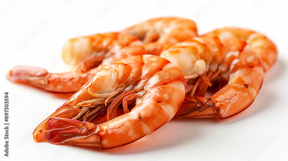 Cooked shrimp with full shell isolated on white background Cooked shrimp with full shell isolated on white background