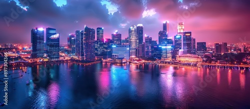 Neon Skyline of a City at Night