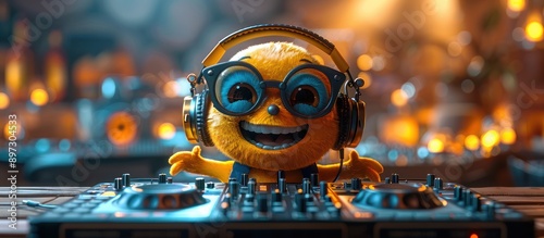 Smiling Fuzzy DJ with Headphones and Glasses