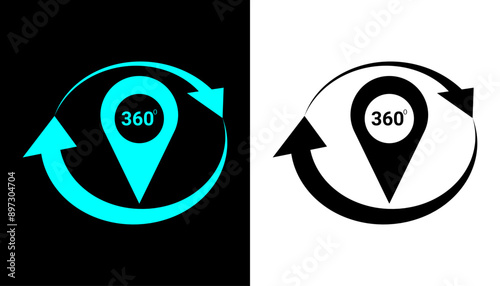 Rotating map pin anywhere and anytime icon illustration.
