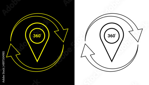 Rotating map pin anywhere and anytime icon illustration.