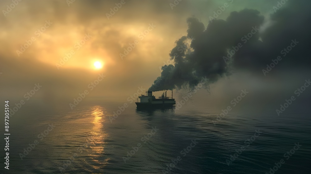 Fototapeta premium Air pollution caused by ship emissions.