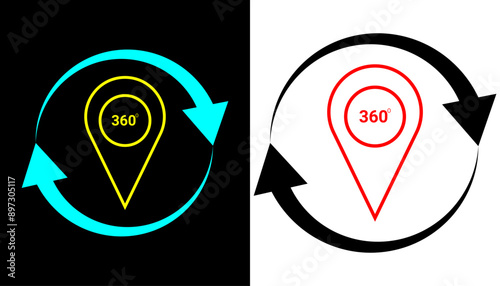 Rotating map pin anywhere and anytime icon illustration.