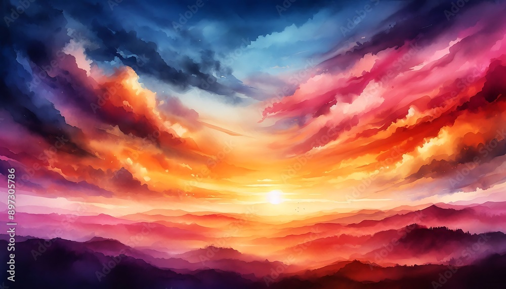 Serene Sunset with Colorful Sky Serene Sunset with Colorful Sky