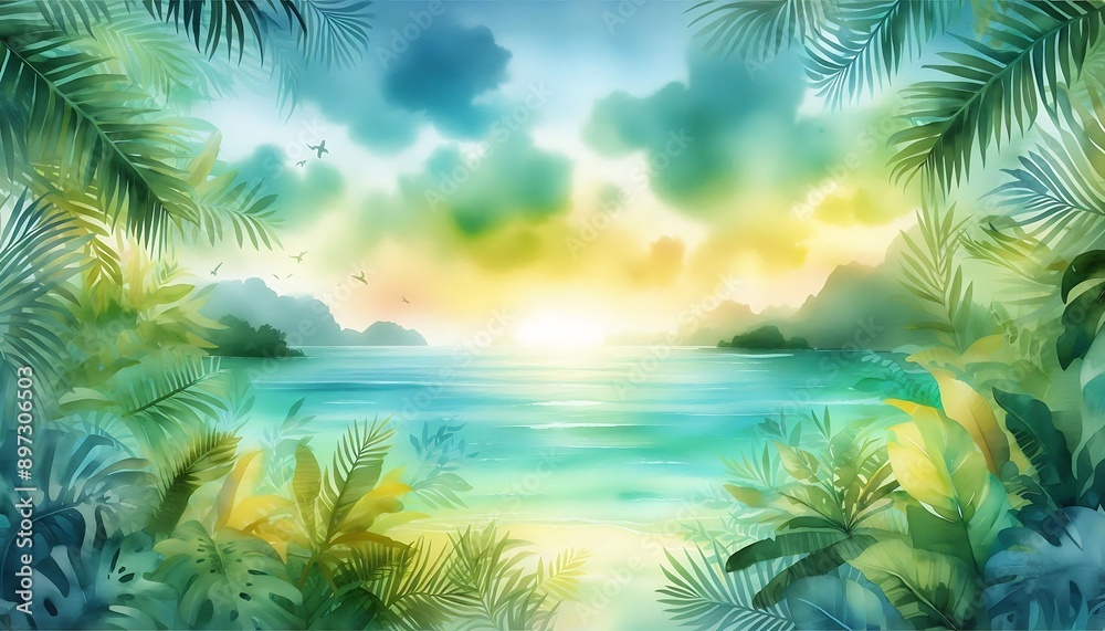 Serene Tropical Beach at Sunrise Serene Tropical Beach at Sunrise