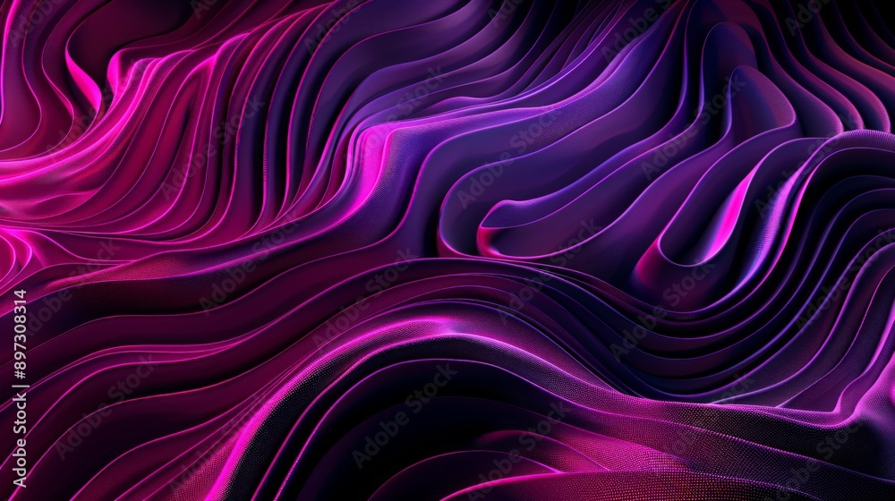 Flowing fabric waves on abstract purple background, evoking movement and elegance Flowing fabric waves on abstract purple background, evoking movement and elegance