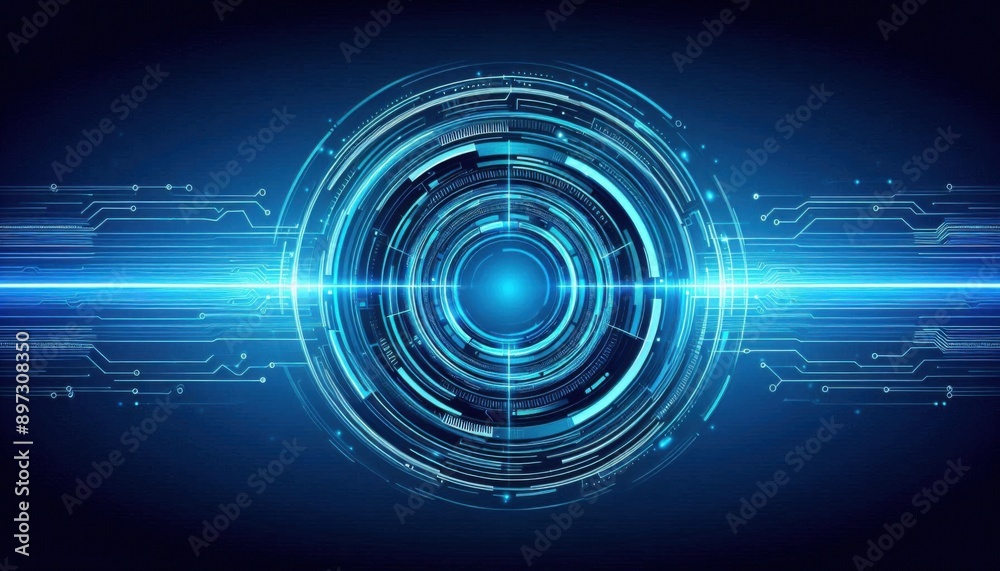blue energy ring technology digital art