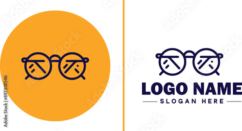 Eyewear brand icon Spectacle brand Eyeglass label Eyeglass maker flat logo sign symbol editable vector