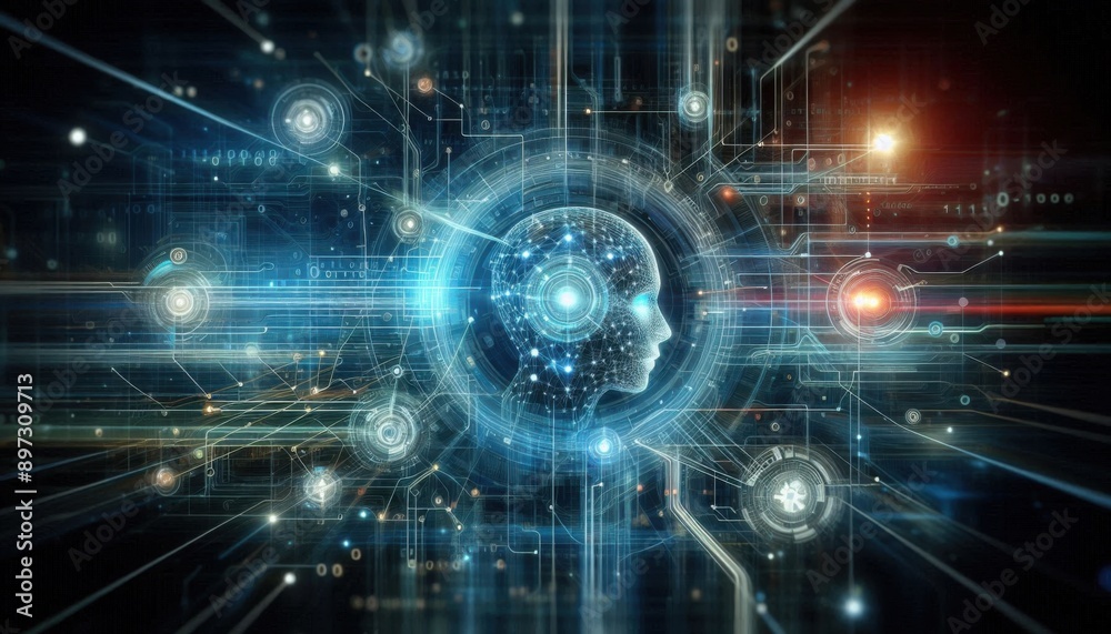 Obraz premium energy of fractal realms with a brain