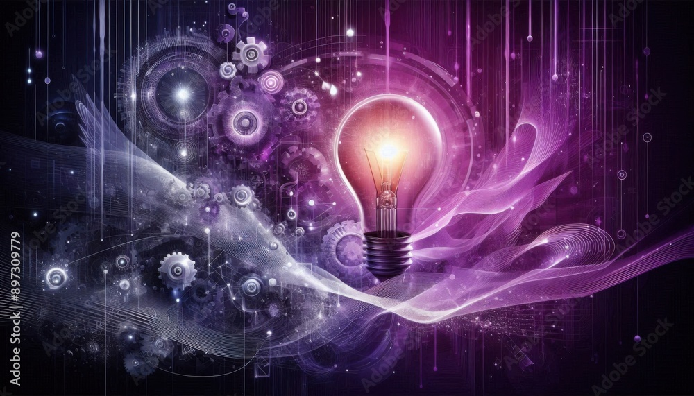 a glowing bulb with purple abstract background a glowing bulb with purple abstract background