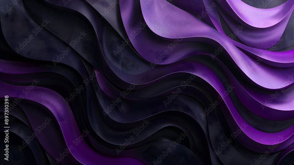 Obraz premium minimal matte black and purple gradients creating a sense of 3d depth using abstract smooth shapes