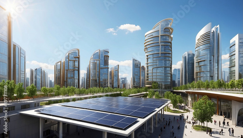 solar pannels wind power plant outside