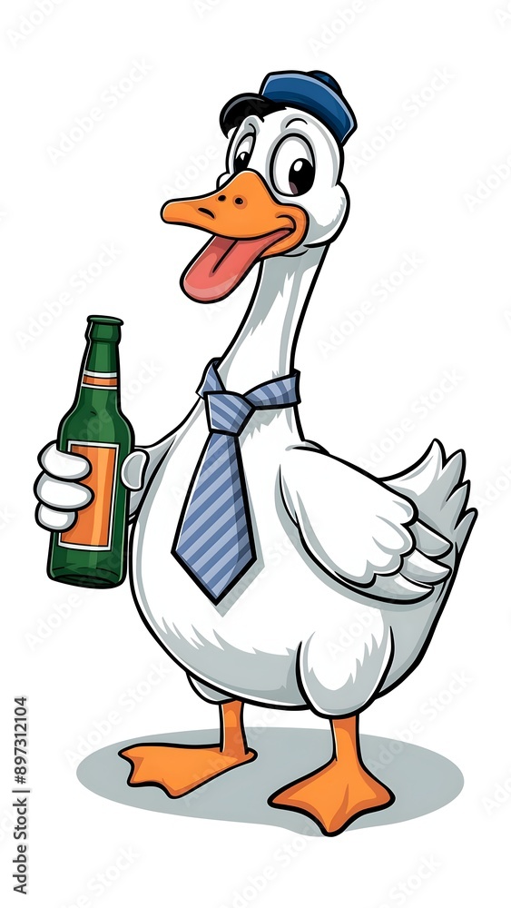 Obraz premium goose and beer cartoon
