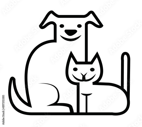 Cane e gatto, logo vettoriale stilizzato su sfondo trasparente