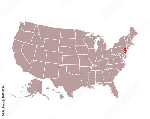 new jersey state map on USA map