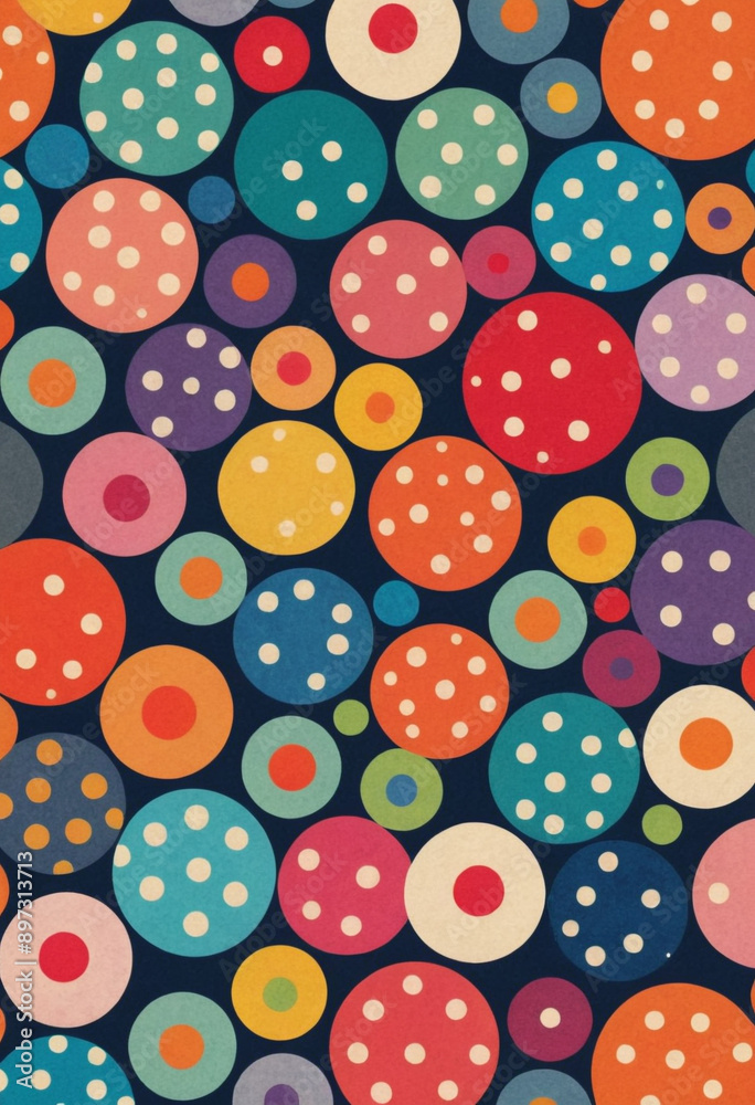  Seamless background pattern with polka dots. 