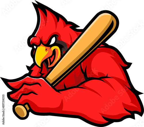 Cartooned red cardinal birds heads for sport team mascot or tattoo design