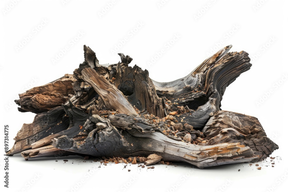 A detailed view of wood grain on a white background A detailed view of wood grain on a white background