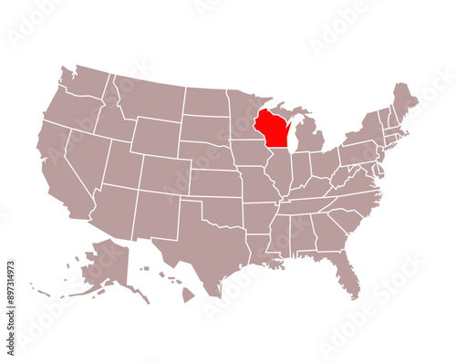 wisconsin state map on USA map