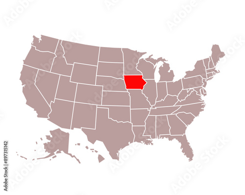 iowa state map on USA map