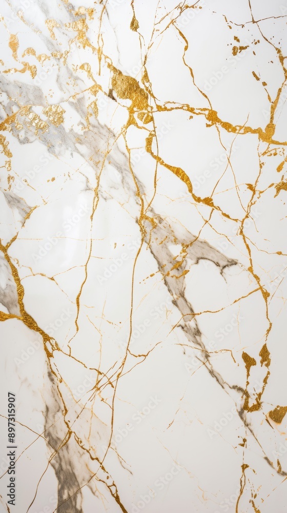 Fototapeta premium White marble background with gold veins, elegant texture. Luxurious interior design concept