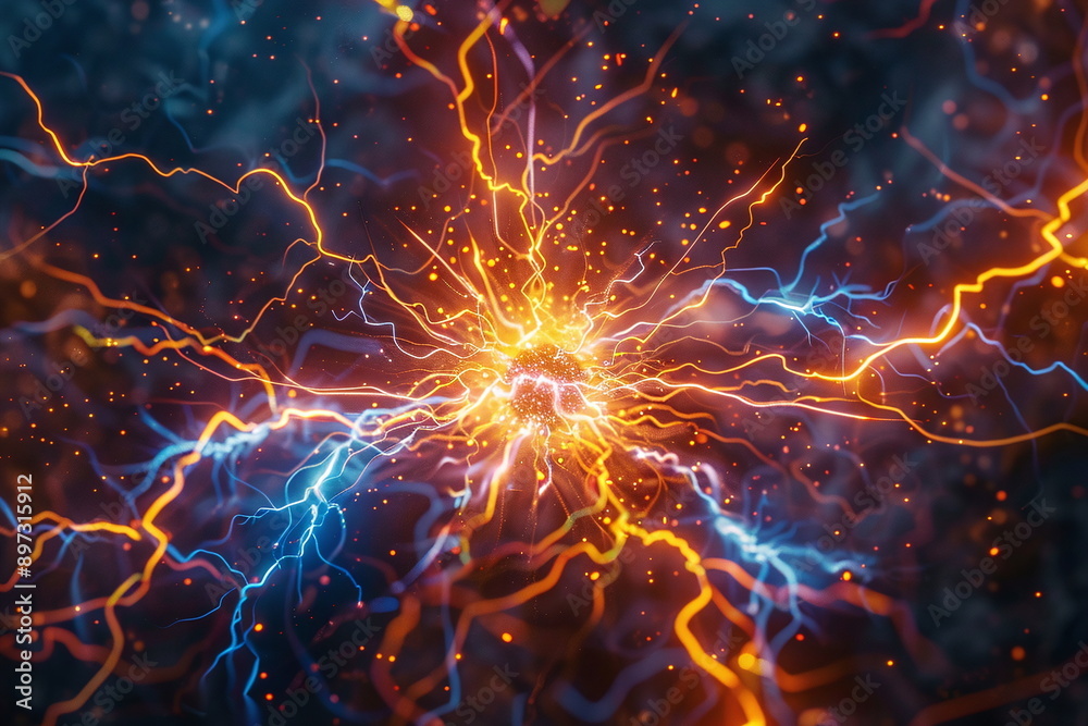 The Intricate Beauty of a Detailed and Colorful Fictional Electrical Spark Generated by AI The Intricate Beauty of a Detailed and Colorful Fictional Electrical Spark Generated by AI