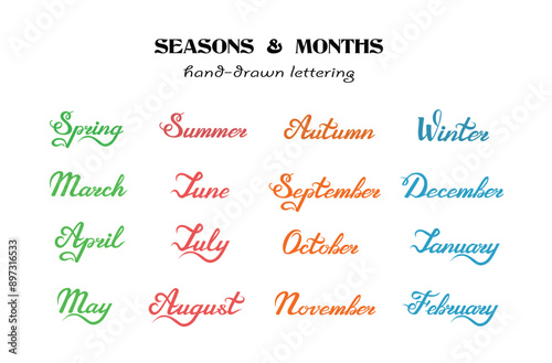 Lettering, editable names of seasons and months